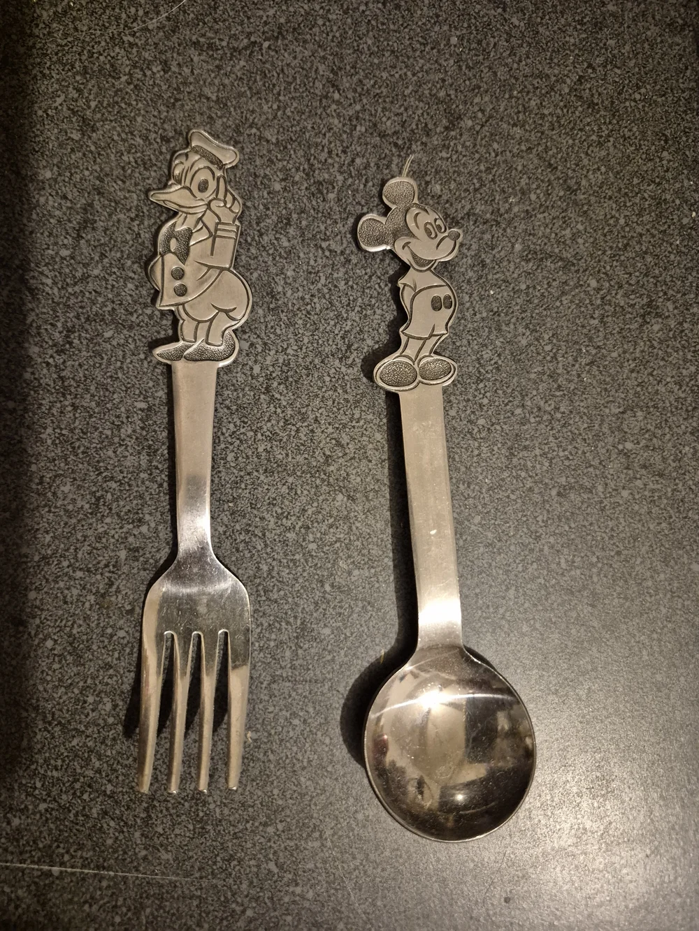 Vintage Disney Stainless Steel Kids Fork and Spoon Set - Sterling Silver Bybonny